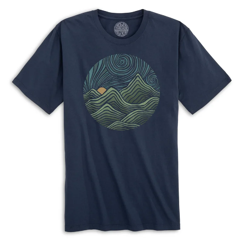 Men's workout performance t-shirt-Swirly Mountains | Design by Dylan Fant Organic Cotton T-shirt