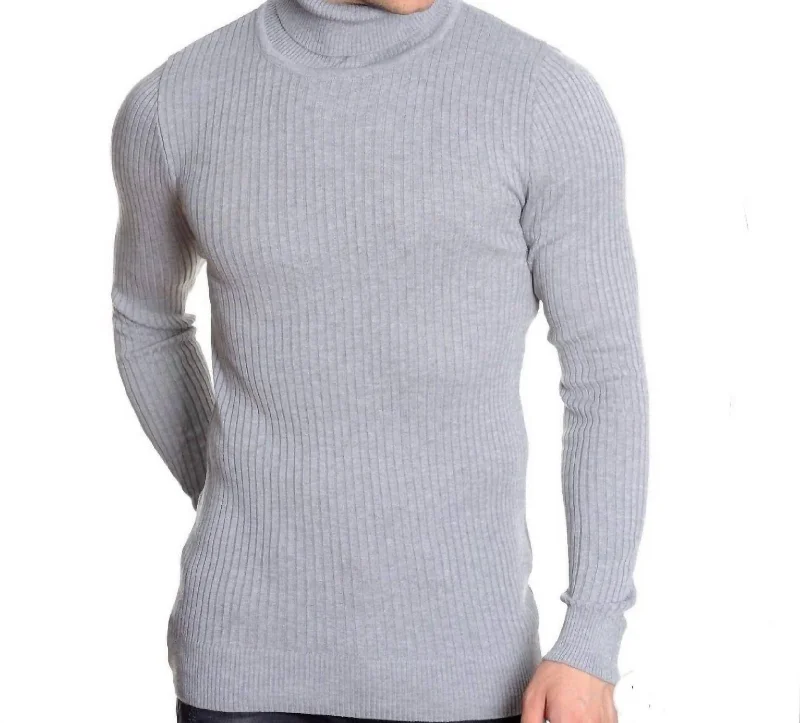 Men's casual sweater-Men's Turtleneck Sweater In Grey