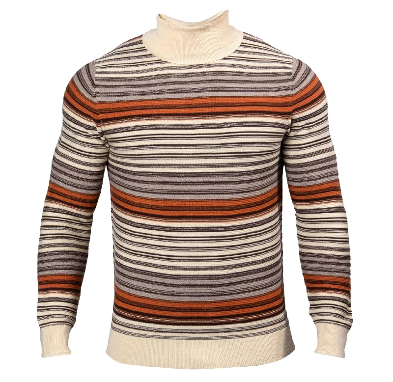 Men's slim fit sweater-Prestige WSL-795 Fancy Turtle Neck - Cream