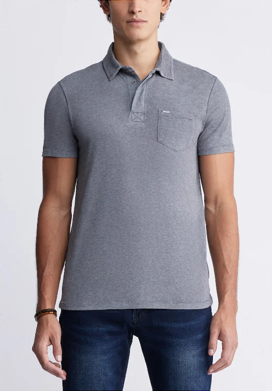 Men's weather-resistant casual wear polo shirt-Kasper Men's Short-Sleeve Polo in Charcoal Grey - BM24233