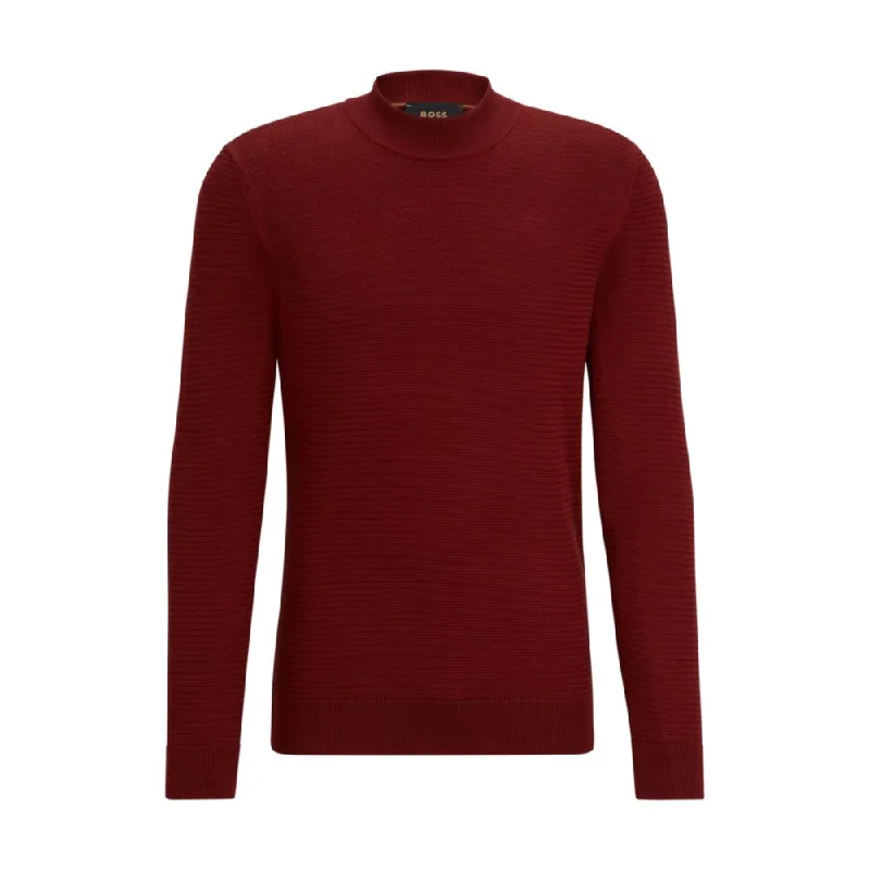 Men's gym sweater-Mock-neck sweater in knitted silk