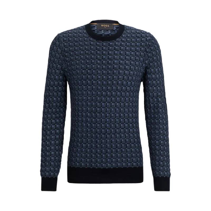 Men's cycling sweater-Regular-fit sweater in silk with geometric structure