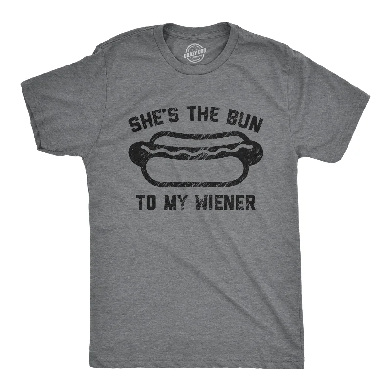 Men's bold logo t-shirt-She's The Bun To My Wiener Men's T Shirt