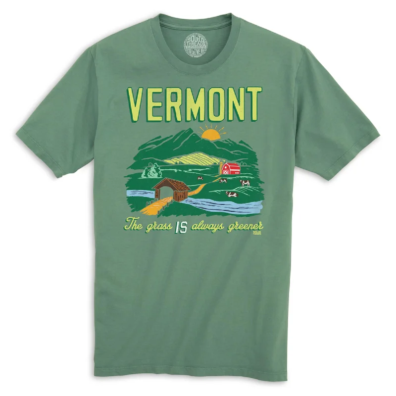 Men's sporty fit t-shirt-Vermont The Grass IS Always Greener Organic Cotton T-shirt