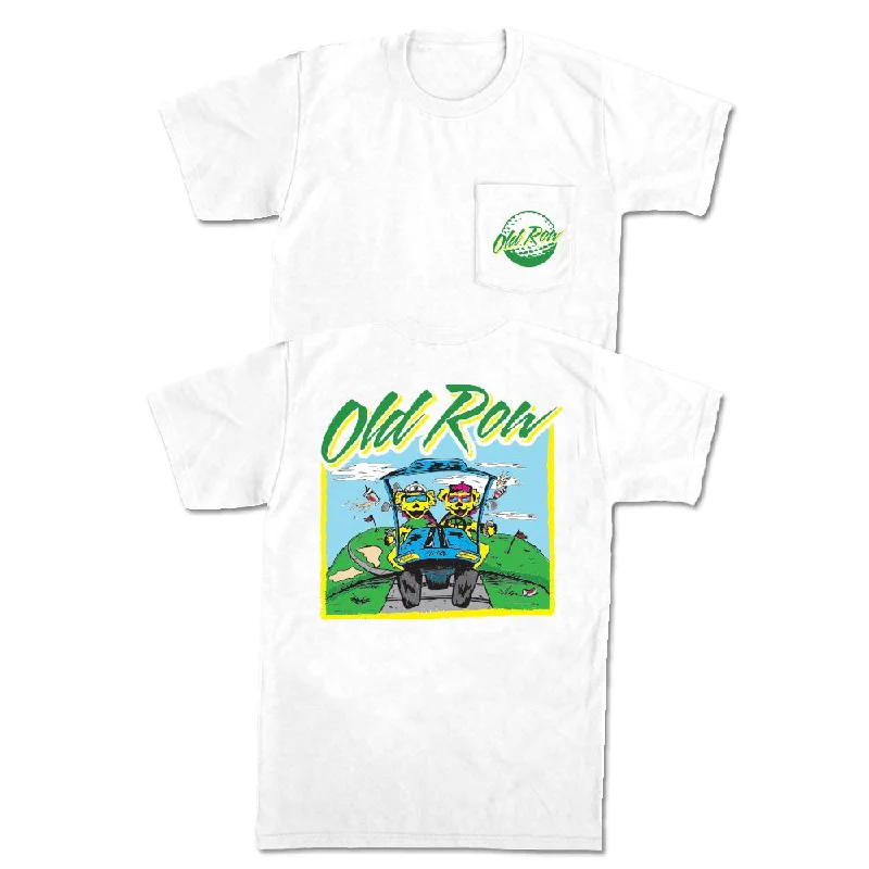 Men's high-quality t-shirt-Hitting the Links Pocket Tee (White)