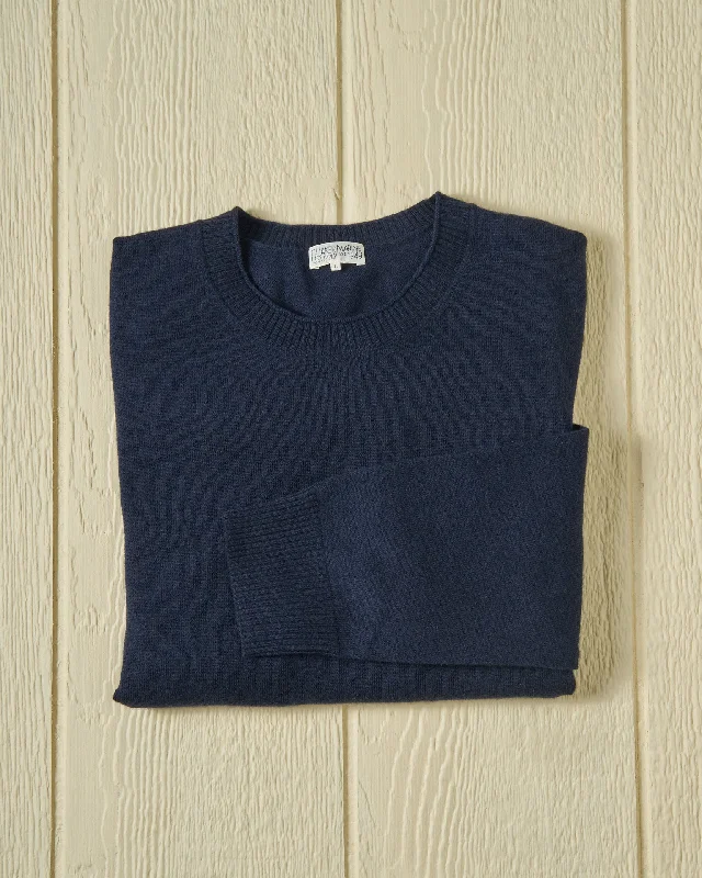 Men's soccer sweater-Merino Roll Neck Sweater in Navy