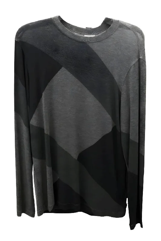 Men's thermal knit-Geometric Sweater In Grey/black