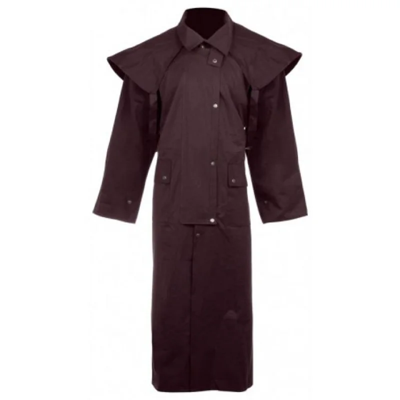 Men's eco-conscious jacket-Oilskin Duster Brown