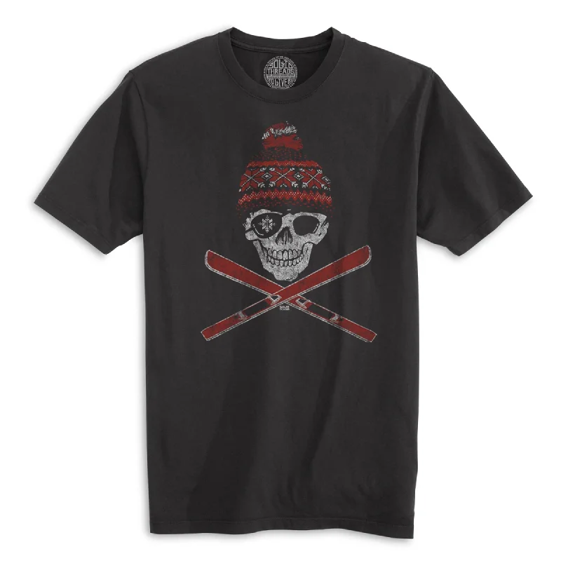 Men's sustainable cotton t-shirt-Ski Skull Organic Cotton T-shirt