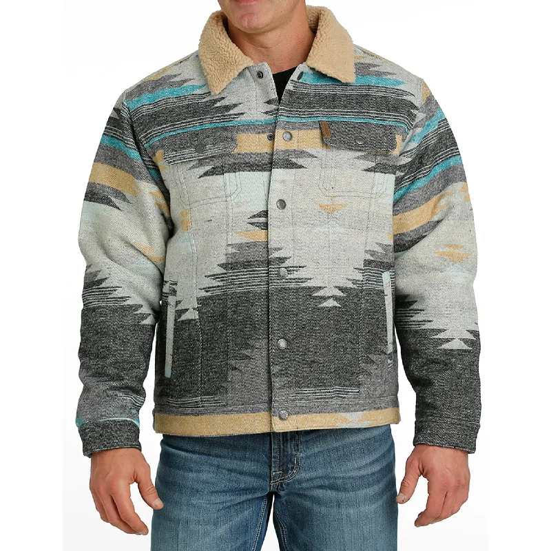 Men's relaxed fit jacket-Cinch Men's Aztec Sherpa Lined Jacket