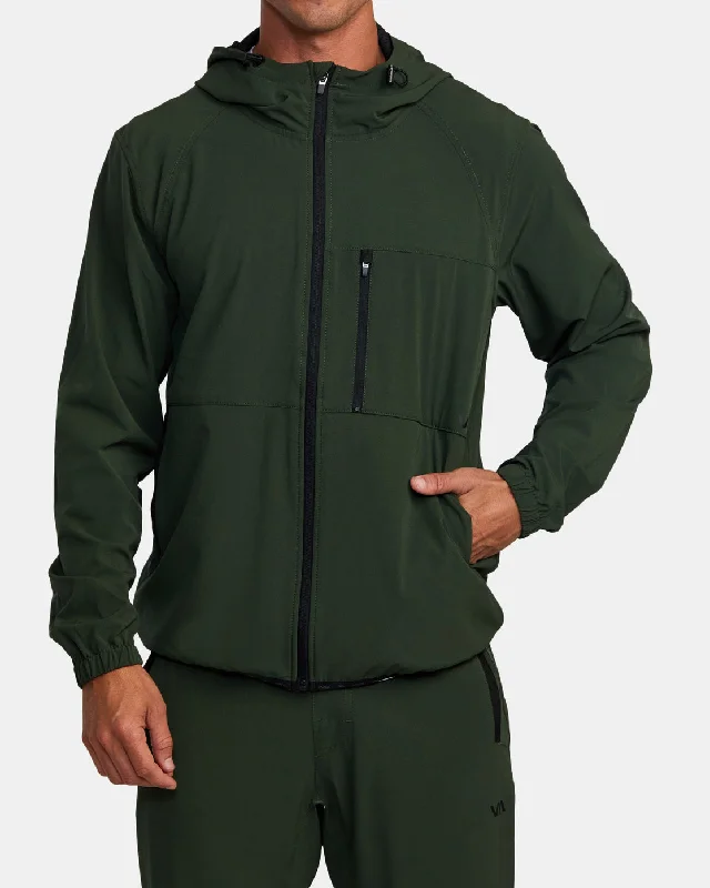 Men's sporty jacket-Yogger Zip-Up Hooded Jacket II - Dark Olive