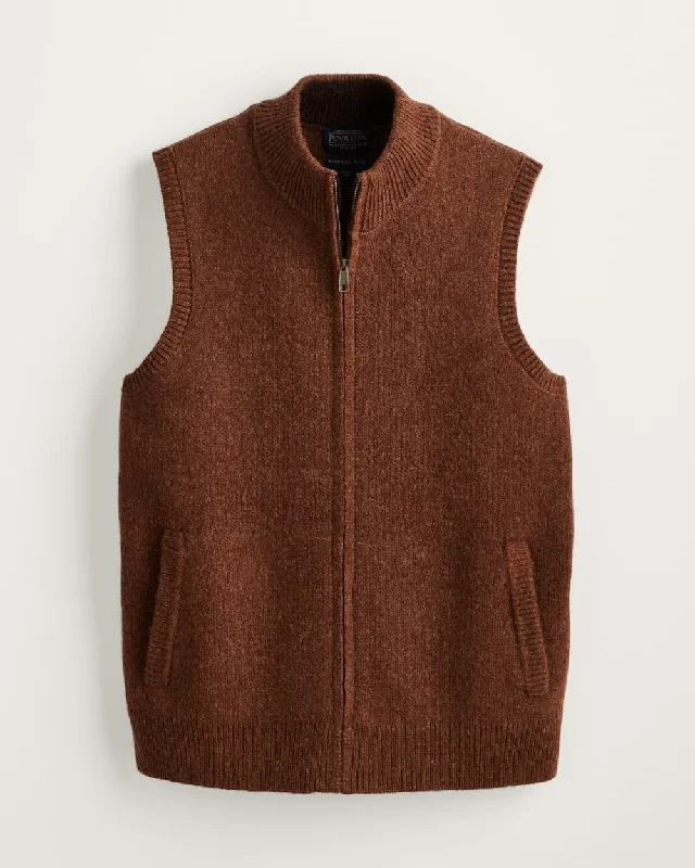 Men's quick-dry sweater-MEN'S SHETLAND COLLECTION SWEATER VEST<br>SPICED HEATHER