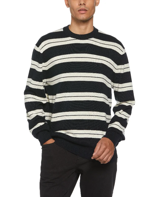 Men's weather-resistant knitwear-Logo Stripe Crew Sweater