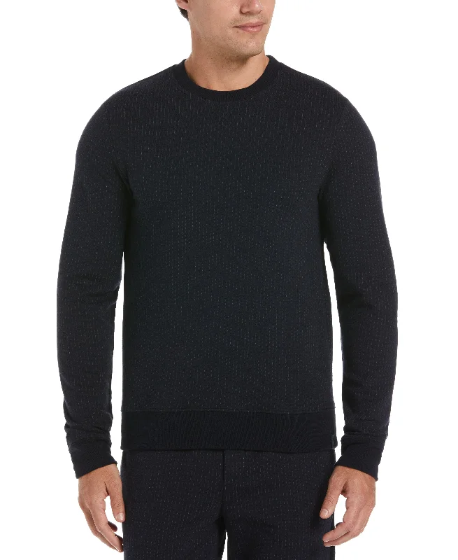 Men's lightweight sweater-Tech Knit Pinstripe Crew Neck Sweater