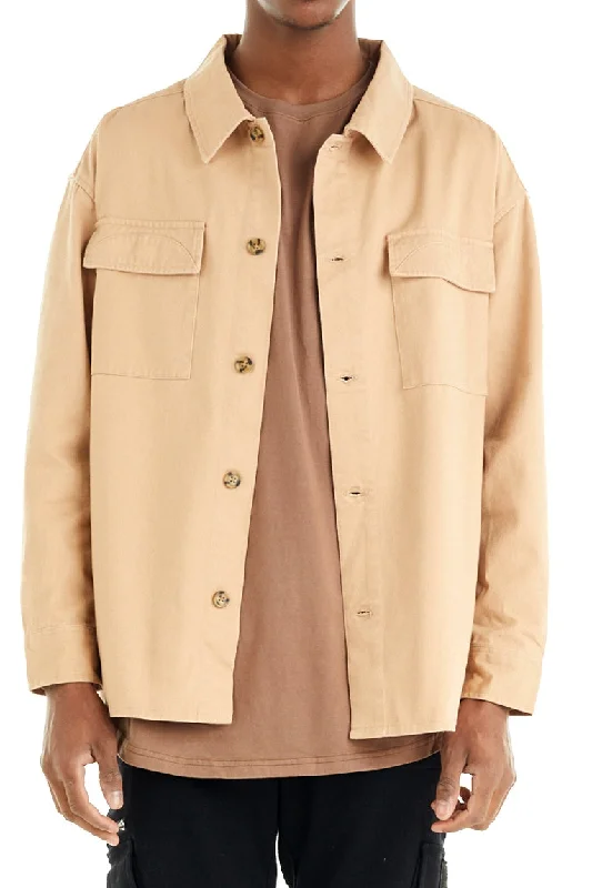 Men's sustainable jacket-nANA jUDY Mens Dover Shacket Beige