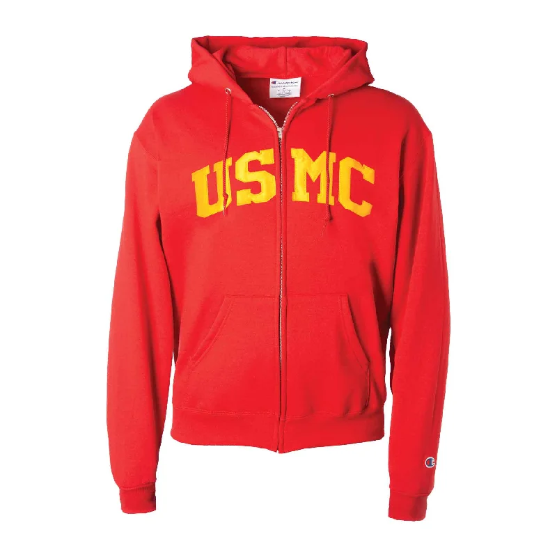 Men's versatile athletic hoodie-Champion Full Zip USMC Hoodie