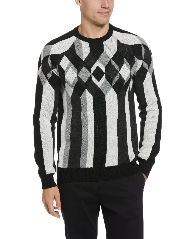 Men's athletic sweater-Pattern Crew Neck Sweater