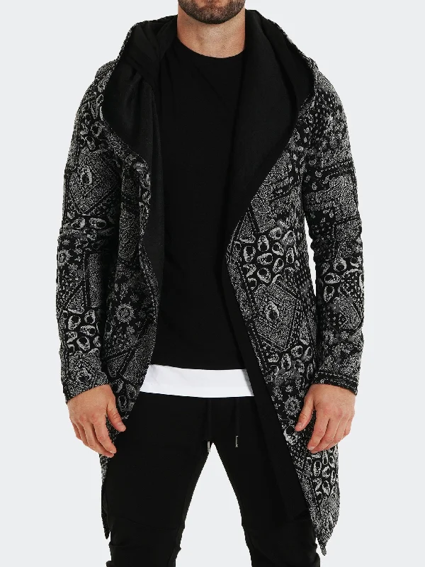 Men's long cardigan-SportCoat Print Grey