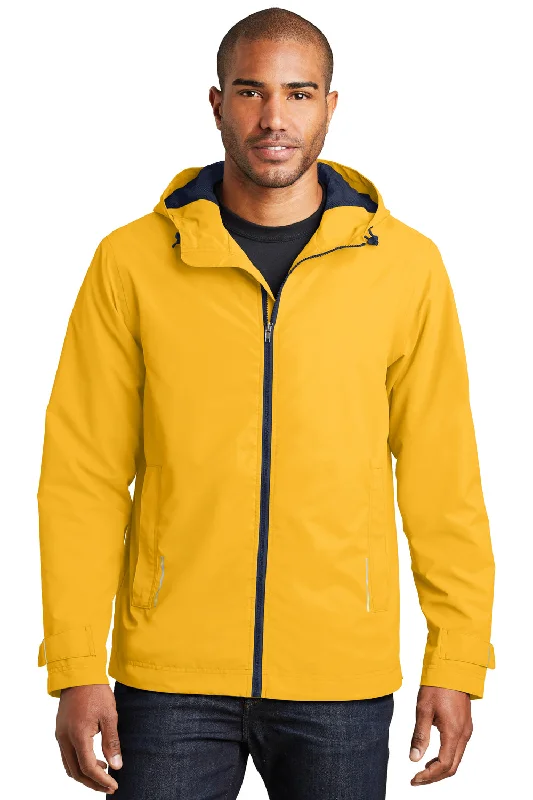 Men's antibacterial jacket-Port Authority Mens Northwest Slicker Waterproof Full Zip Hooded Jacket - Slicker Yellow