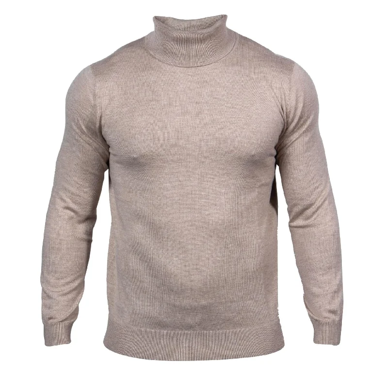 Men's classic sweater-Prestige SW-495 T. Neck Sweater - Stone