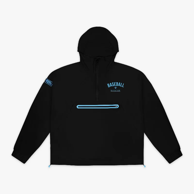 Men's performance jacket-Heritage Premium Youth Windbreaker - Black/Light Blue