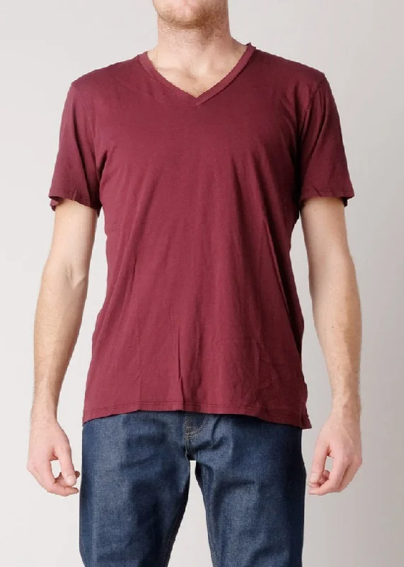 Men's sporty fit t-shirt-Brooklyn Denim Co. Organic Cotton V-Neck T-Shirt - Barbera