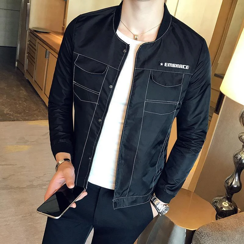 Men's sporty jacket-Casual Jackets Men's Slim Fit Jacket Black