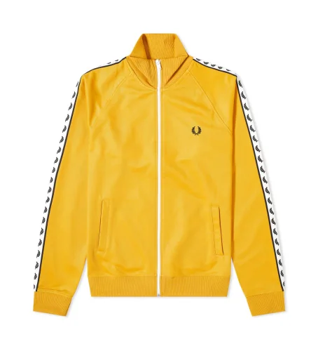 Men's fashion-forward jacket-Fred Perry Authentic Taped Track Jacket Gold