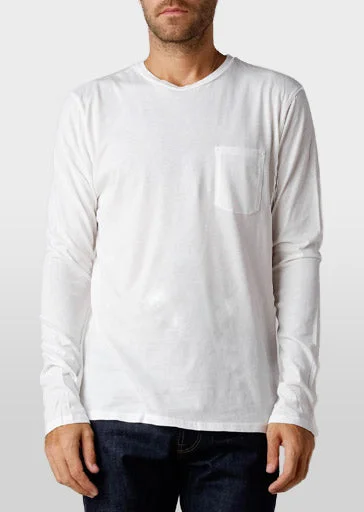 Men's workout performance t-shirt-Brooklyn Denim Co. Cotton Pocket Long Sleeve Crewneck Shirt