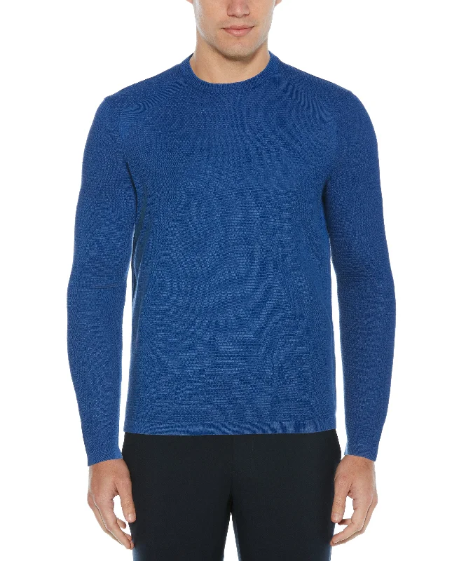 Men's sleep knit-Textured Merino Wool Blend Crew Neck Sweater