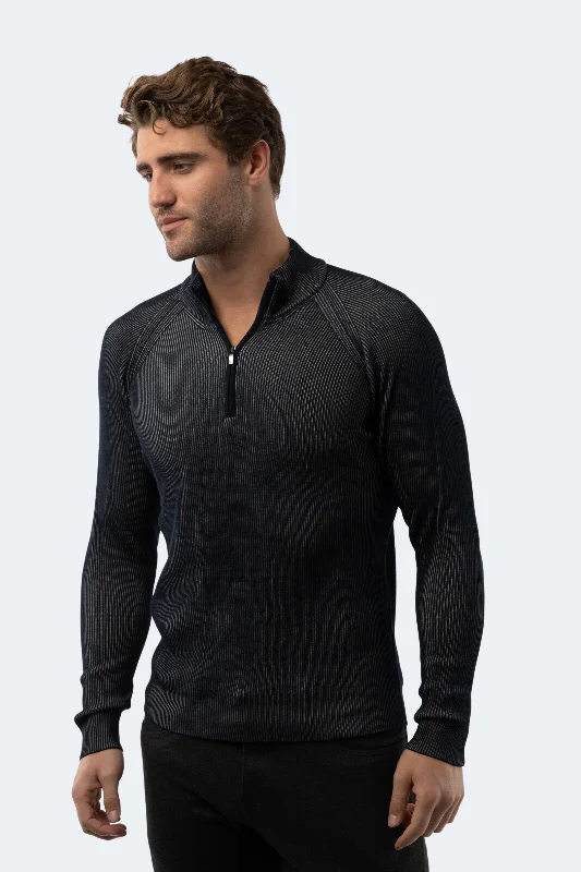 Men's fall sweatshirt-Dark Navy Quarter Zip