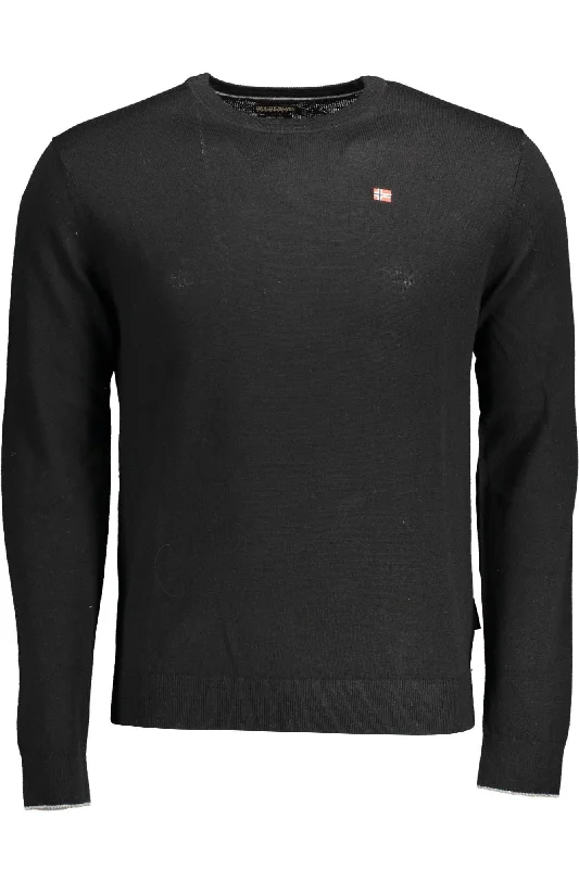 Men's quarter-zip sweater-Napapijri Elegant Wool Sweater with Embroide Men's Logo