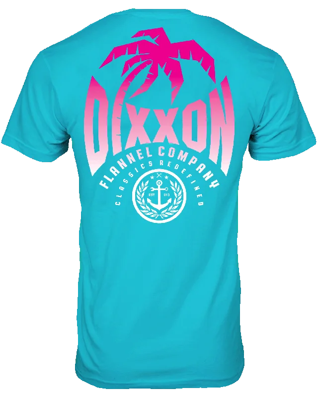 Men's tech-inspired t-shirt-Neon Palm T-Shirt - Aqua