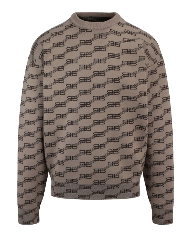 Men's weather-resistant sweater-Logo Intarsia-Knit Sweater