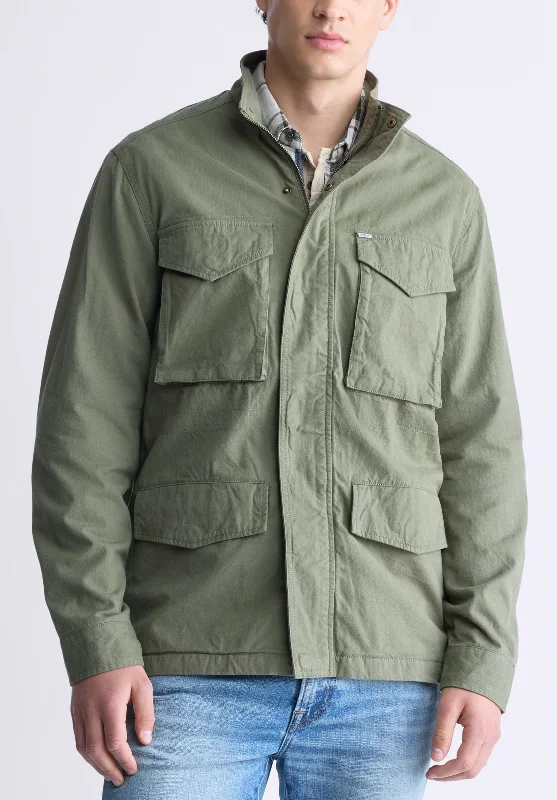 Men's versatile jacket-Jafom Men's Utility Jacket with Pockets, Army Green - BM24445