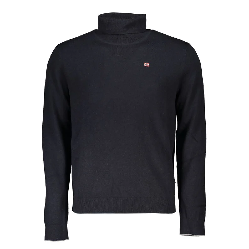 Men's utility knitwear-Napapijri High-Neck Embroide  Men's Sweater