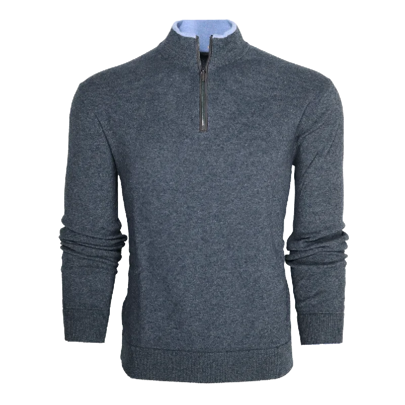 Men's baseball sweater-Sebonack Quarter-Zip Sweater (Dark Grey Heather)