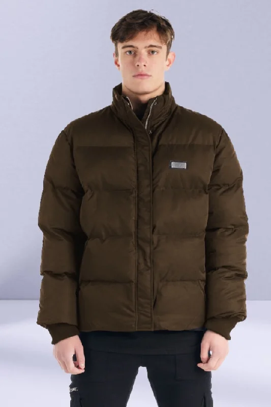 Men's quick-dry jacket-nANA jUDY Mens Monet Puffer Jacket - Brown