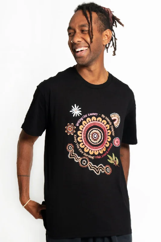 Men's ultra-lightweight t-shirt-Igniting Our Journey Black Cotton Crew Neck Unisex T-Shirt