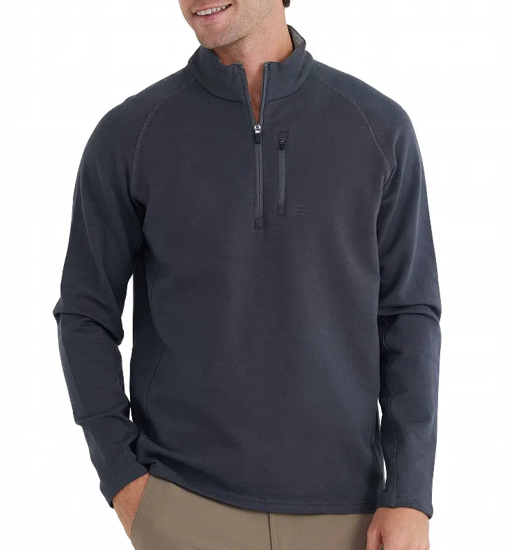 Men's stylish sweatshirt-Men's Bamboo Heritage Quarter Zip Jacket In Graphite