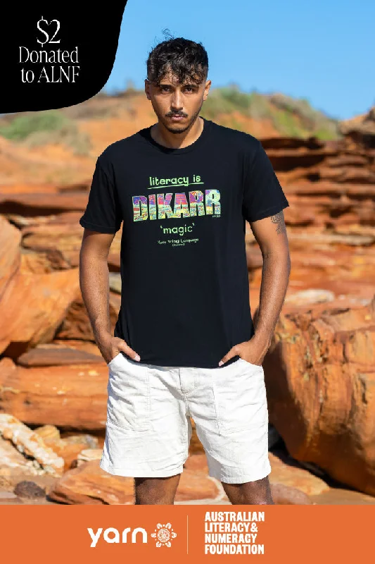 Men's lightweight performance t-shirt-Dikarr 'Magic' ALNF Black Cotton Crew Neck Unisex T-Shirt