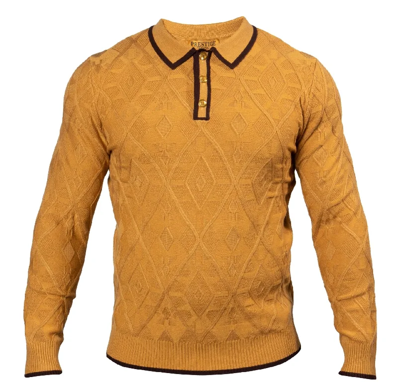 Men's sustainable sweater-Prestige SW-572 3 Button Polo - Honey