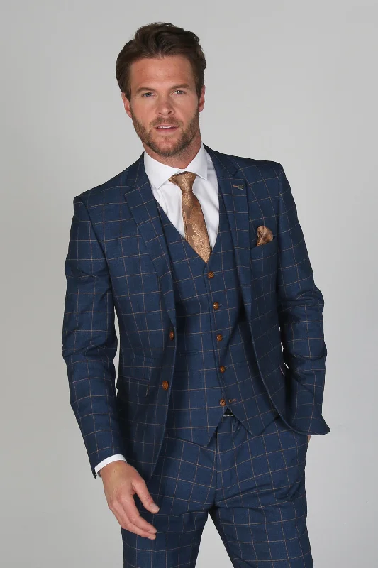 Men's performance jacket-Hamleys - Men's Navy Check Blazer