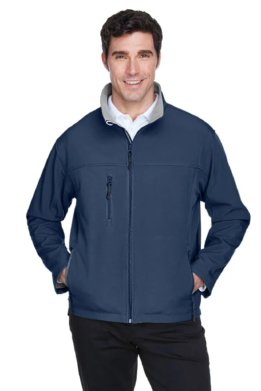 Men's breathable jacket-Devon & Jones Mens Wind & Water Resistant Full Zip Jacket - Navy Blue