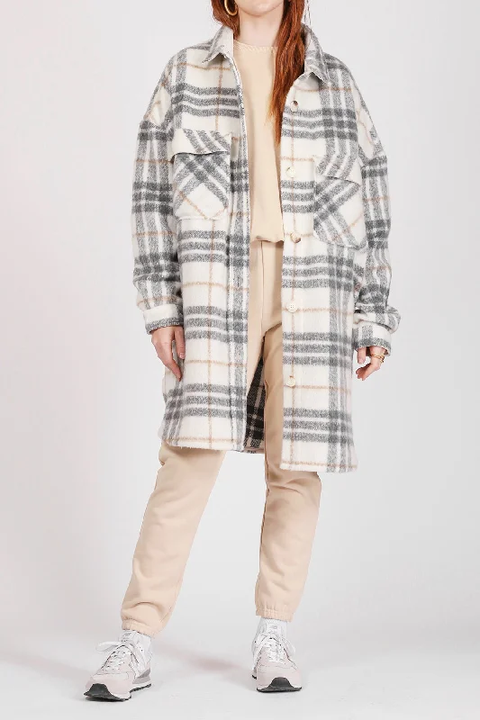 Men's modern jacket-Long Plaid Shirt Jacket