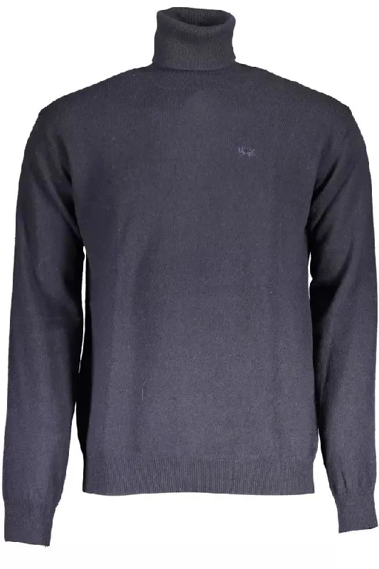 Men's sustainable sweater-La Martina Elegant Turtleneck Sweater with Embroide Men's Logo