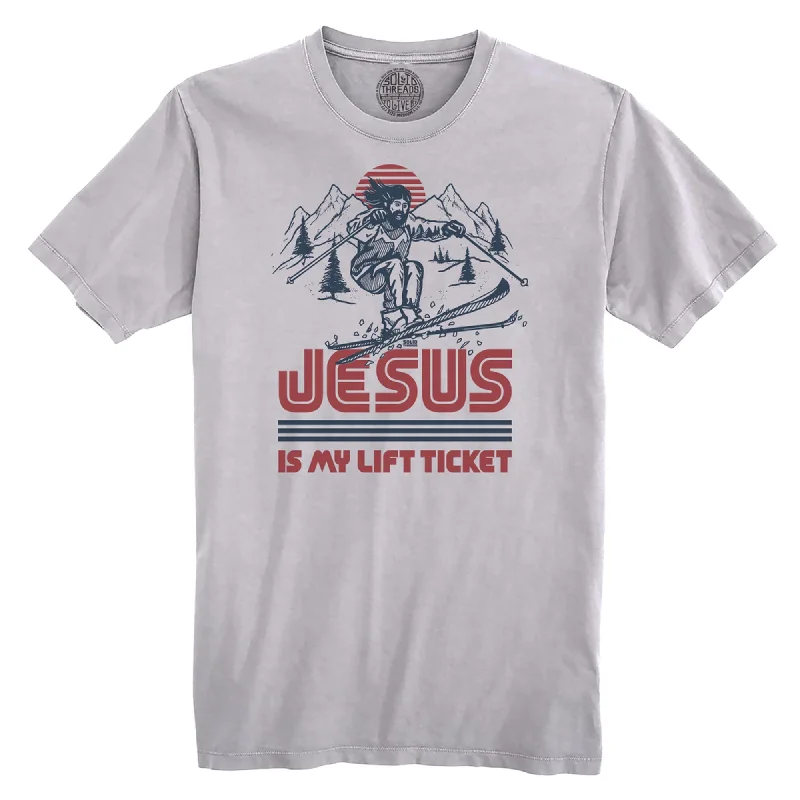 Men's casual streetwear t-shirt-Jesus Is My Lift Ticket Organic Cotton T-shirt