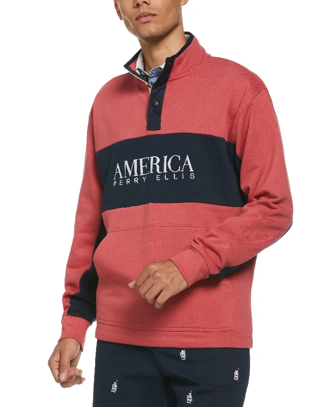 Men's cozy sweater-Mock Neck Fleece Pullover