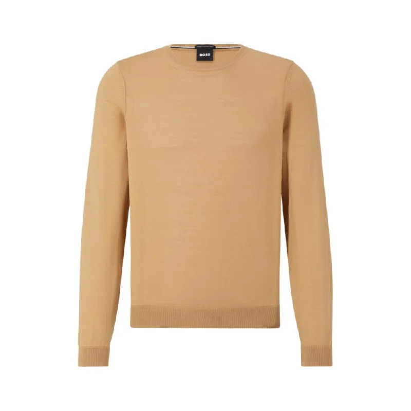 Men's active sweater-Slim-fit sweater in virgin wool with crew neckline