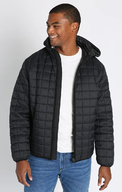 Men's antibacterial jacket-Light Quilted Hooded Puffer Jacket